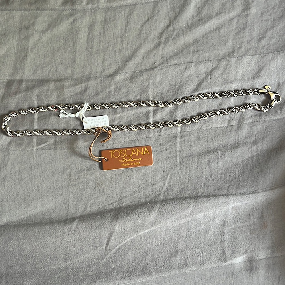 Toscana Italiana Platinum Polished Rope Chain Necklace 20”